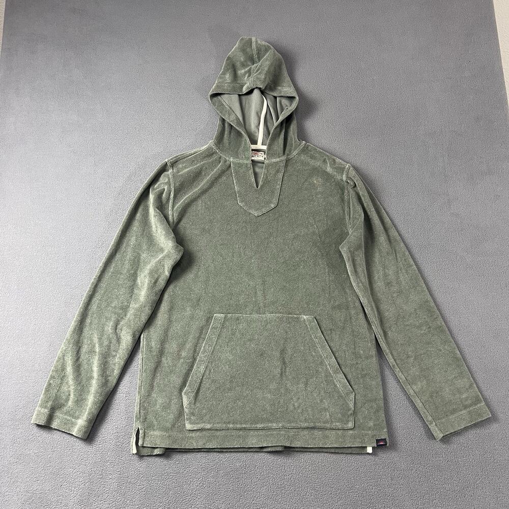 Faherty Hoodie Sweater Mens Medium Green Terry Cloth Surf Beach Pullover